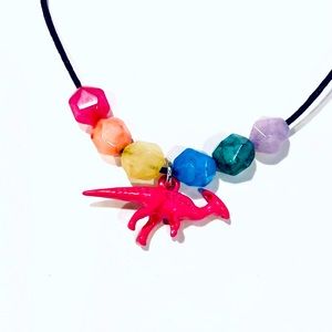 Handmade Pink Pterodactyl Dinosaur Necklace McGlamorous Kids Jewelry